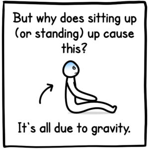 But why does sitting up (or standing up). It's all due to gravity
