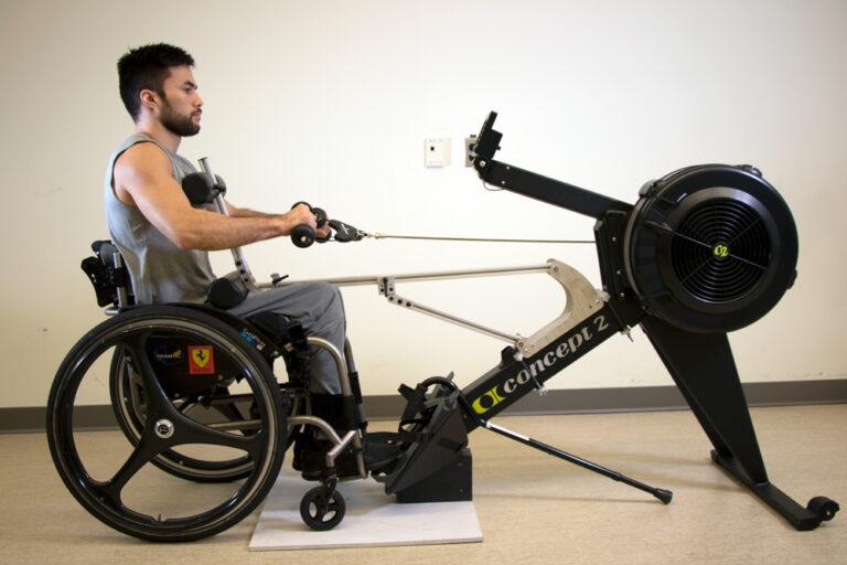 Participant using rowing ergometer ICORD